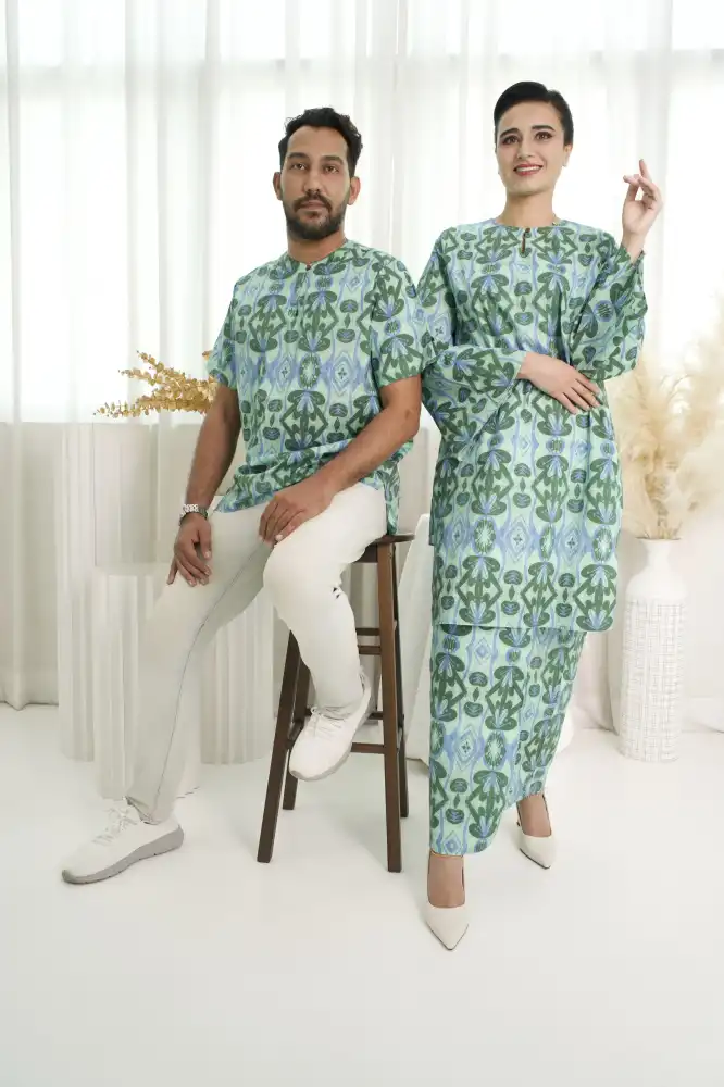 Anggun Couple Set - Floral Harmony Kurung